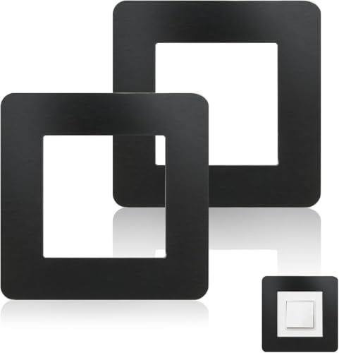 Samyosaien Black Light Switch Surround Cover, 2 Pack Acrylic Wall Protector with High Adhesive Tape, Standard 86x86mm Switch Cover Plate for Easy Installation & Cleaning
