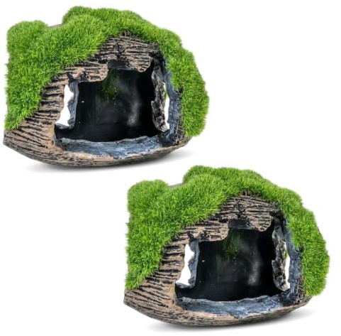 Kemay Resin Fish Tank Decorations Aquarium Cave Hideout, Betta Pleco Shrimp Shelter, Fish Tank Accessories Ornaments for Small Animal Play Rest Breed