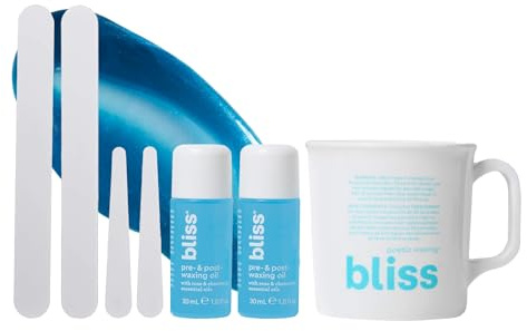 Bliss Poetic Waxing At Home Wax Kit - 5.3 Fl Oz - Microwavable Stripless Wax Hair Removal Kit - Fragrance Free - Safe for All Skin Types - 6 PC Set