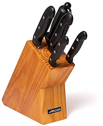 ARCOS Set Coltelli 5 Pezzi in Acciaio Inossidabile Nitrum – Coltello da Cucina Professionale per Pelare Frutta e Verdura, Manico Ergonomico in Poliossimetilene POM – Lama Larga, Serie Maitre, Nero