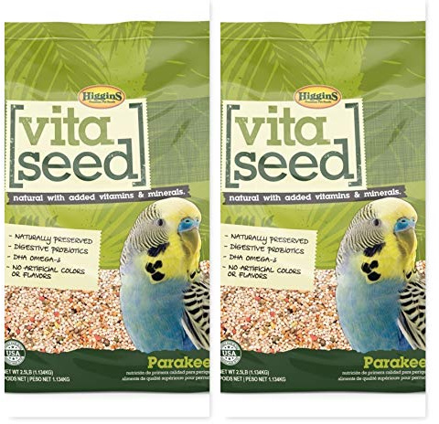 Higgins 2 Bag Bundle of Higgins Vita Seed Parakeet Bird Food 2.5 lb. ea. Parakeet Food. 2 Bags 5 Pounds Total