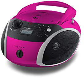 Grundig GRB 3000 BT Radio Boombox Portable avec Bluetooth, Rose/Argent