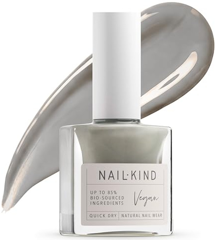 Nail Polish Pale Grey Green Crocodile Smile 8ml Vegan Nail Varnish – Classic Look Finish, Quick Drying Long Lasting Chip Resistant Manicure, Low Chemical Formula, PETA & Halal Certified, NailKind