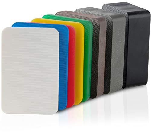 BAUHELD® Rondelles universelles 60x40 mm [40/80/160 pièces] – Plaques d'écartement en plastique multicolore [fabriquées en Allemagne] – Cales d'espacement dans les tailles : 1.5, 2, 3, 4, 15, 20 mm