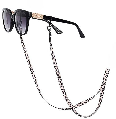 GERNEO® - Amsterdam – Brillenband Stoff – Maskenband - extra lange Unisex Brillenkordel für Sonnenbrillen & Lesebrillen – diverse Brillenbänder Farben - Brillenhalter Schwarz (Maskenkette Leopard)