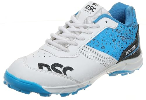 DSC Zooter Cricket Shoes | White/Blue | for Boys and Men | Polyvinyl Chloride | 8 UK, 9 US, 42 EU