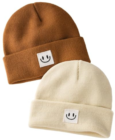 FURTALK Baby Beanie Cute Toddler Winter Hat Knit Boys Girls Warm 2 Pack Kids Embroidered Beanies Cap for 0-8 Years