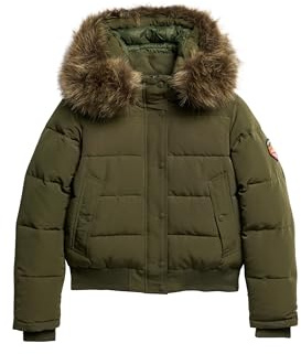 Superdry Damen Everest Kapuzen-Bomberjacke Army Kaki 42