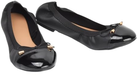 ERLINGO Ballerine pieghevoli eleganti e portatili, antiscivolo, arrotolabili, da donna, Nero , 35 EU