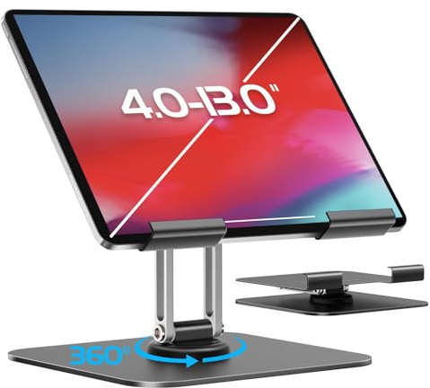 NEUTYPECHIC per iPad Stand Supporto Tablet 360°, Porta Tablet Alluminio per iPad 12.9, 11, Mini, Holder Accessori per Telefoni da 4-15,6 inch
