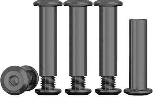 Drenky 10 Sets Barrel Nuts Kit Black Furniture Connector Nuts M4 X 30mm 304 Stainless Steel Bolts Rustproof Connection Screws M4 Belt Buckle Binding Bolts for Leather Belt and Furniture Repair