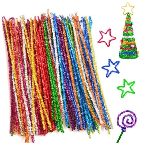 WUSJCOF Limpia Pipas para Manualidades, 100 Limpiapipas Manualidades 30CM, Limpia Pipas Oro, Limpiapipas Navidad, Glitter Pipe Cleaners Crafts Set, para Navidad DIY Fabricación Manualidades