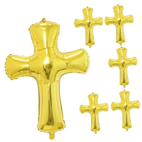 EXCEART 6St Taufballons Eid-Ballons Ballonbogen Ballonpumpe riesiger Kreuzballon Blase Junge Ballon Folienballon Kreuzförmige Luftballons Kreuze heilige Ballons Aluminiumfolie Golden