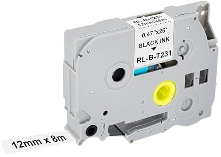 Kompatibel mit Brother TZe-231 P Touch Schriftband für Brother P-Touch Bänder 12mm TZ TZe Tape White Laminiertes Schriftband für P-Touch PT-H100R PT-H105 PT-H100LB PT-H110 H107B PT-D400 PT-1000