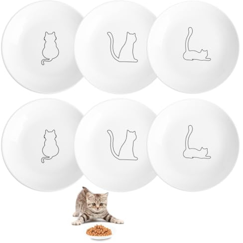 6 Pezzi Ciotola Per Gatti, 15 cm / 5.9 in Ceramica Cotta Ciotola Gatto, Adatto per Gatti e Vari Animali Domestici Ciotole Gatto