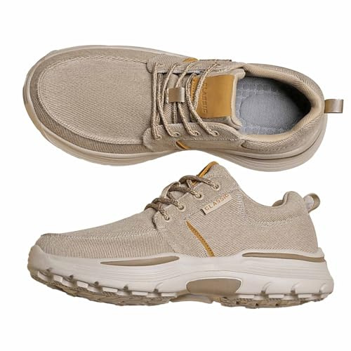 Scarpe Uomo Slip-On Ortopediche, Casual, Pianta Larga, Stile Passeggio(Beige,45 EU)