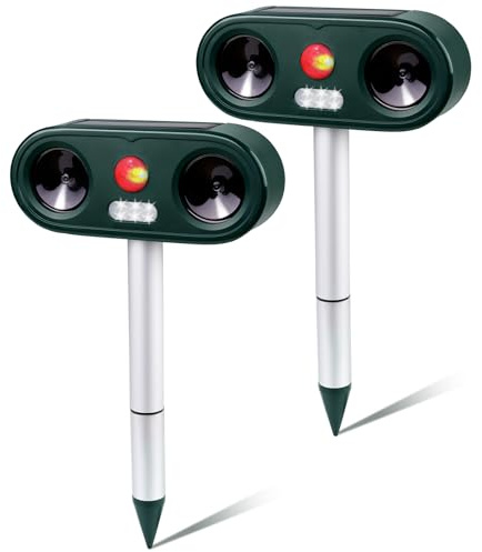 Cowiewie Utraschall - Ahuyentador de Gatos con energía Solar, hurón Impermeable, con Sensor de Movimiento PIR para el jardín, eficaz contra Gatos, Perros, Hurones (2 Unidades)
