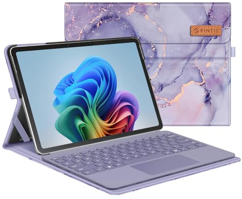 FINTIE Fodral för Microsoft Surface Pro 12 tum 1:a upplagan (2025), portfölj med flera vinklar, affärsskydd med ficka och pekskärmshållare, kompatibel med typskydds tangentbord, Lila marmor