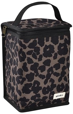BÉABA, Borsa termica per pasti del bambino, Contenitore per biberon di grandi dimensioni, Grande capacità, Trasporto pasti completo, Materiale morbido, Pieghevole, Tessuto impermeabile, Leopardato
