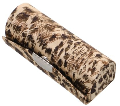 Healvian Leopard Print Lipstick Case for Purse with Mirror Compact Cosmetic Storage Box Single Lipstick Holder Travel Makeup Organizer for Handbag Women and Girls