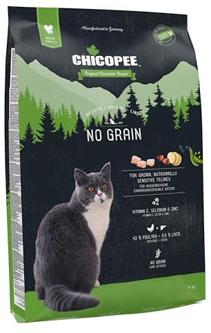 Chicopee HNL No Grain 8 kg torrfoder för katter | av Bosch | kattmat | kanadensiskt recept | Tillverkad i Tyskland | Ett varumärke från Bosch djurfoder