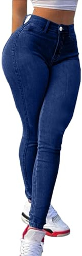 Genérico Vaqueros Mujer,Pantalones Colombianos, Jeans Colombianos, Jeans Ajustados elásticos con realce de glúteos, Jeggings de Cintura Alta Vestidos Talla Grande
