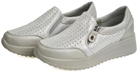 Sneakers Donna Comode Slip On con Suola Spessa Scarpe Ortopediche Casual Traspiranti Antiscivolo per Camminare Lavoro Tempo Libero Grigio 36