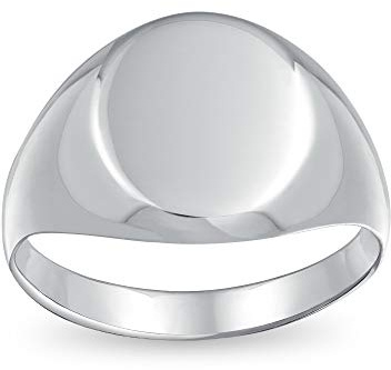 Einfacher, grundlegender, initialenmonogramm-Gravierbarer .925 Sterling Silber Ovaler Siegelring Für Männer Frauen Teenager, glänzend polierte Ausführung