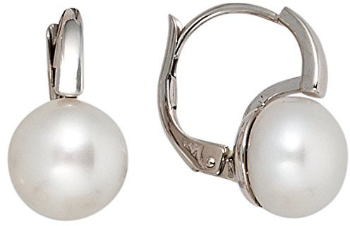 Jobo Damen Boutons 585 Gold Weißgold 2 Süßwasser Perlen Ohrringe Ohrhänger Perlenohrringe