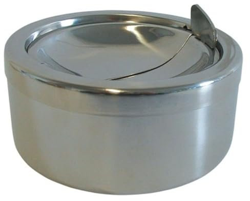 BURI Aschenbecher mit Deckel 12x6,5cm Sturmaschenbecher für draußen Windaschenbecher Edelstahl Aschenbecher für unterwegs Aschenbecher für draussen Reiseaschenbecher runder Klappaschenbecher rund