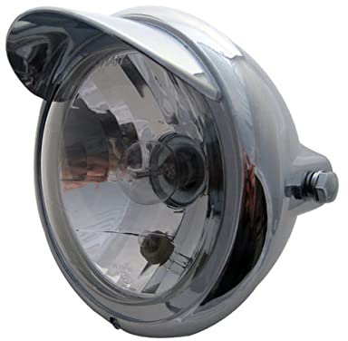 Alchemy Parts Universal Motorrad Klassisch Chrom Scheinwerfer mit Hohem und Abblendlicht