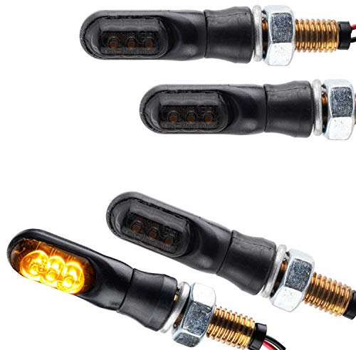 Germany Motorsports Motorrad LED Mini Blinker Spark schwarz smoke getönt Miniblinker e-geprüft vorne hinten 12V (2 Paar)