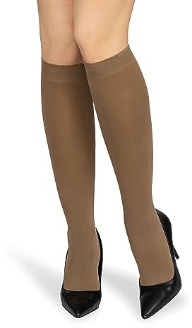 looksy Calcetines hasta la rodilla para mujer banda antipresión 60 den talla única medias cálidas bota larga opacas