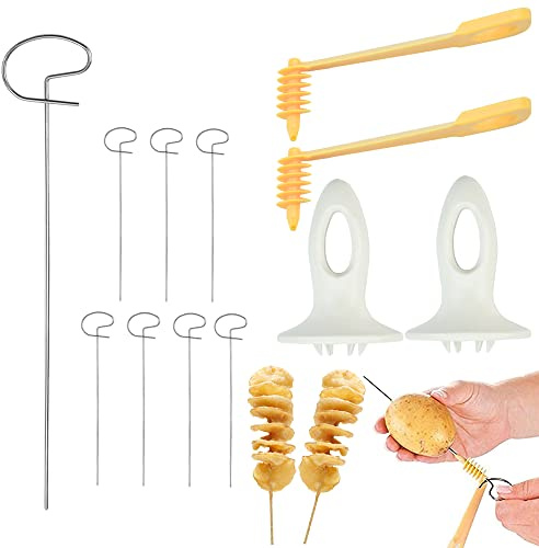 WENRERO 12 Pz Set Taglierina per Patate a Spirale Torre di Patate Cutter Taglia Patate Spirale Patata a Spirale Cutter Patata Affettatrice Tornado per Frutta Verdura Carne alla Griglia Campeggio Feste