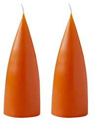 Kunstindustrien® Stumpenkerzen, Hergestellt in Dänemark, 43 Farben verfügbar, Kegel Kerze, Durchgefärbte Stumpenkerze lange Brenndauer von 15 Stunden, Kerzen Deko, 2 Stück, 6,5 x 16cm (Orange)