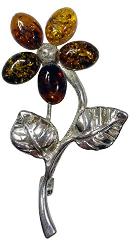 Handgemachte Tribal Flower Design Brosche Pin für Damen & Herren, echter 925 Sterling Silber Bernstein Edelstein Mode Brosche Pin, Designerin Schmuck für Geschenke