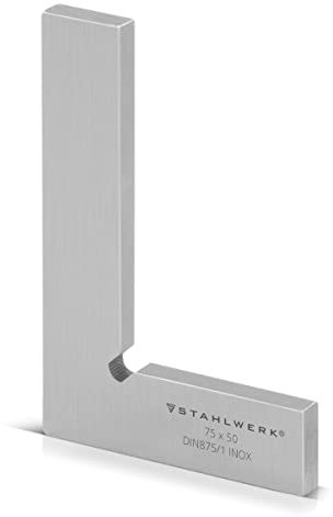 STAHLWERK Equerre plate 90° 75 x 50 mm DIN 875/1 Equerre de contrôle/Equerre de serrurier/Equerre de butée/Equerre de précision en acier inoxydable