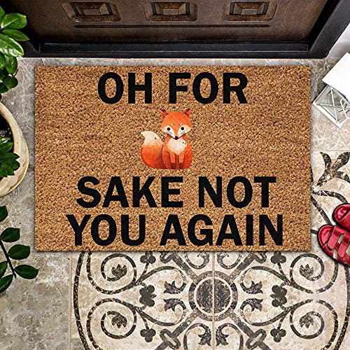 Brave Fox Oh for Sake Not You Again Funny Non Slip Welcome Doormat - 24x16 Inch Indoor Entrance Porch Rugs Home Decor
