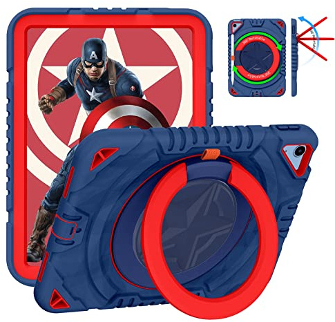 XZC Custodia per iPad 11 Generazione A16 11 Pollici 2025/ iPad di 10a generazione da 10,9 pollici 2022 Cover, resistente, antiurto, con supporto rotante a 360°, portapenne, cinturino (blu 3)