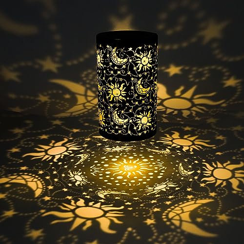 Diealles Shine Solarlaterne für Außen, Gartenlaterne Solar Wasserdicht IP44, Hängend/ Stehend, für Balkon Deko, Gartendeko (Sonne und Mond)