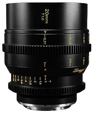 7artisans Mitakon Optics Speedmaster 20 mm T1.0 S35 Cine objektiv för Sony E monteringskamera, manuell fokuslins