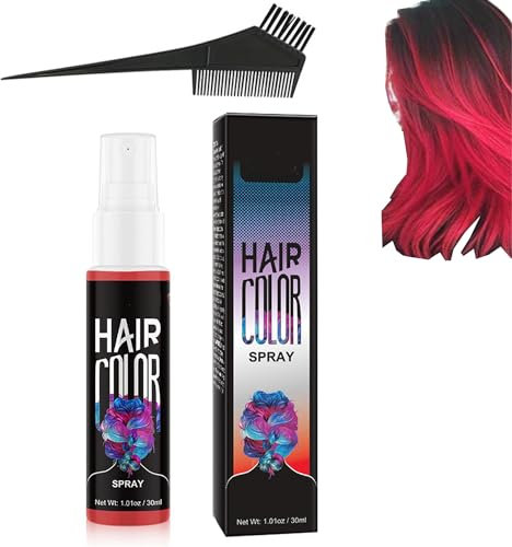 Botanical Temporary Bubble Dye Hair Color Spray, 7 Colors Halloween Temporary Hair Color Spray for Halloween Party Cosplay, Fast-Drying Washable Hair Dye Spray (Red)