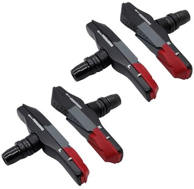 P4B | 2 Paar V-Brake Bremsschuhe Airflow 1 für Felgenbremse in Schwarz – Silent Stop – Asymmetrisch | Selbstreinigend und optimal bei Nässe Dank Profil im Airflow-Design | Allwetterbremsschuh