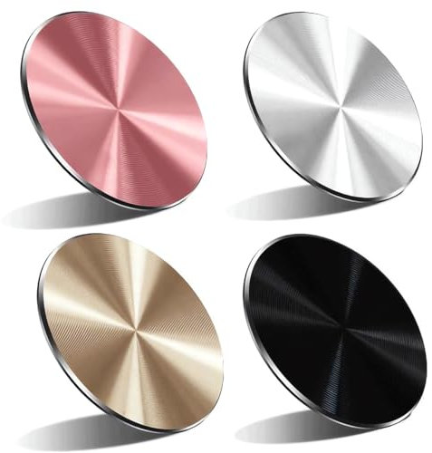 LEEQ 4 PCS Placas de Metal de Repuesto - Láminas Metálicas Magnético Delgada, Soporte de teléfono de Coche Adhesivo 3M CD de Metal para Montaje de Coche Kits, para Soporte Movil Coche Imán