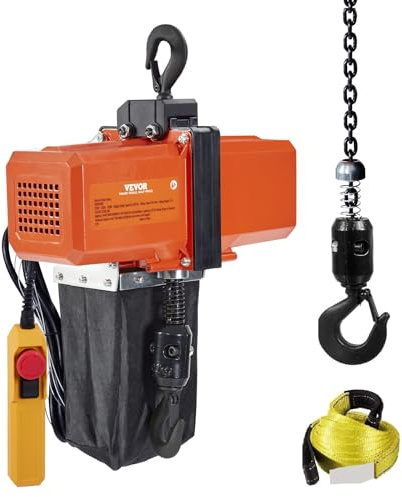VEVOR 1100 lbs Electric Chain Hoist 15 FT Lifting Height, 120V Electric Hoist, Single Phase Overhead Crane with G100 Chain, 10 ft Wired Remote Control for Garage, Shop, Hotel, Home