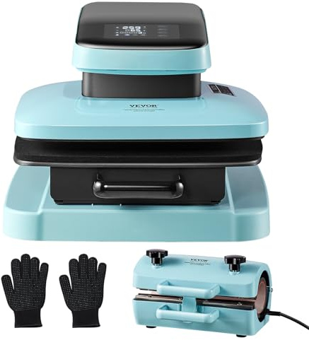 VEVOR Automatisk värmepress-maskinsats, kopppress, 381 x 381 mm smart T-shirt pressmaskin med automatisk release, kopp pressmaskin, 0-250 ℃ 1330 W