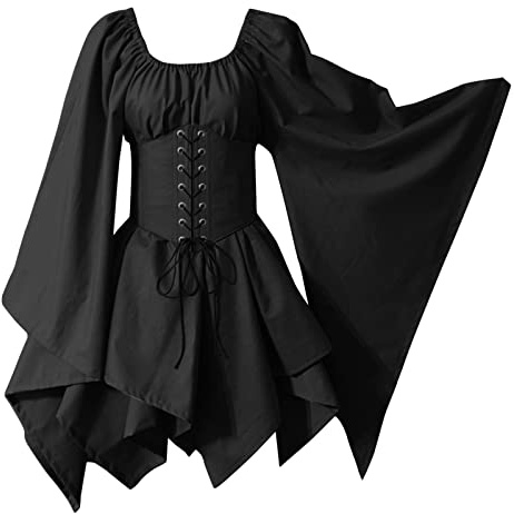Medieval Costume Women Women‘s Halloween Costume Victorian Dress Corset Flare Sleeve Cosplay Traditional Irish Dress Gothic Clothes Plus Size Fancy Dress Renaissance Costume