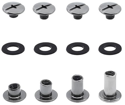 JXPXJMY 80 PCS Chicago Screw Set, Carbon Steel Binding Rivets for Books Leather Ledgers Travel Cases,Size M5*4/6/8/10 mm with Gasket (Shiny Black)