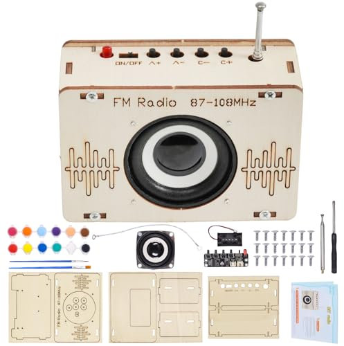 Mecctuck Radio Bausatz, DIY Kits Holz Radio, Lautsprecher Bausatz, DIY Radio Set, Lackierbares Spielzeug, Holz Experimente Wissenschaft, Elektronik Baukasten, STEM-Spielzeug