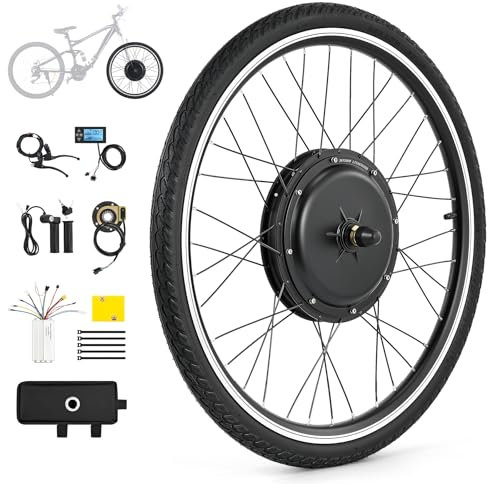 Elektriska cykelkonverteringssats 36 V/48 V, 500 W/1 000 W, för fram-/bakhjul, 26 tum/28 tum, 71 cm, elhjul navmotor e-cykel kit med LCD-display och stegsystem